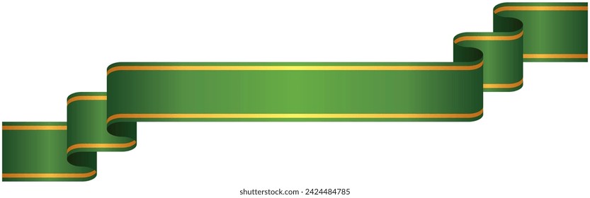 Vector illustration of Gradation ribbon with gold line 7 (green)