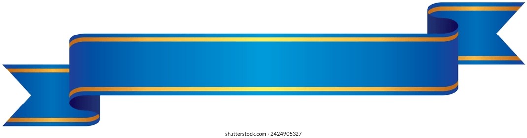 Vector illustration of Gradation ribbon with gold line 6 (blue)