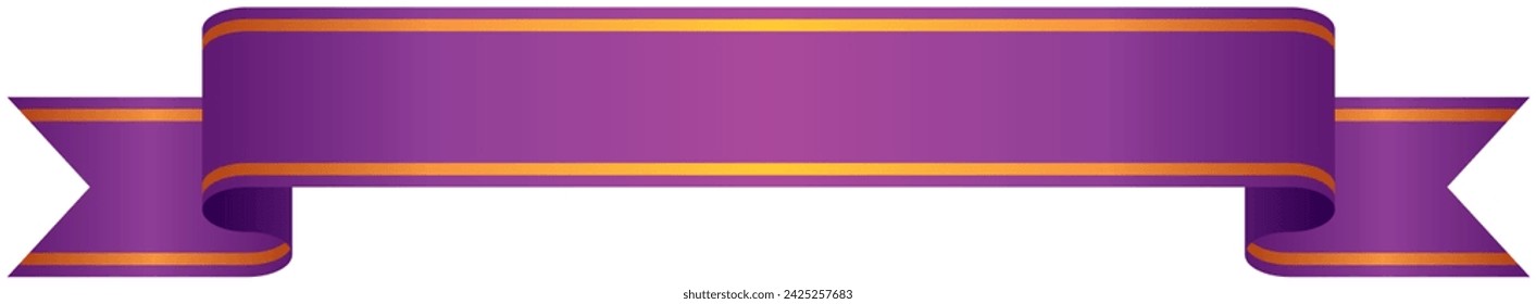 Vector illustration of Gradation ribbon with gold line 2 (purple)