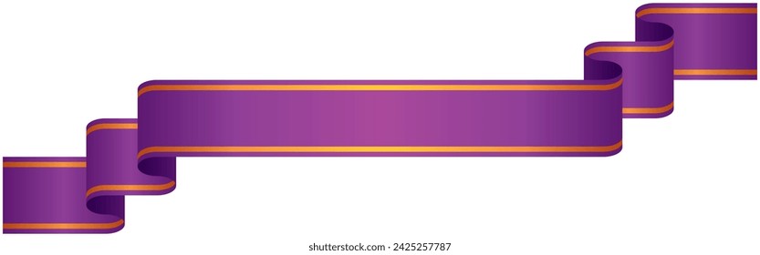 Vector illustration of Gradation ribbon with gold line 7 (purple)