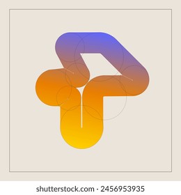 Vector illustration. Gradient abstract geometry figure against light background. Minimalist graphic design. Concept of real estate and architecture, education material.