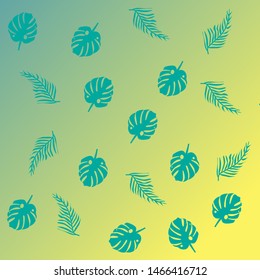 Vector illustration. Gradient background with leaves of Tropical Monstera