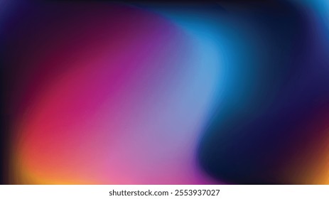 A vector illustration of a gradient background showing a mix of purple, pink, blue and yellow tones, conveying energy. creativity and various emotions For digital design work, websites, applications