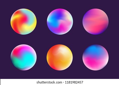 Vector illustration gradient colorful sphere in trendy style. Set moden fluid shape for banner, template, web