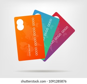 Vector illustration, gradient credit card with abstract design background. Can be use in mobile app and web site. Eps 10