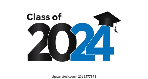 Vector illustration of gradient design for graduation ceremony. Class of 2024. Congratulations graduates typography design template for shirt, stamp, logo, card, invitation etc.