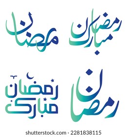 Vektorgrafik von Gradient Green und Blue Ramadan Kareem Grüße Wünsche.