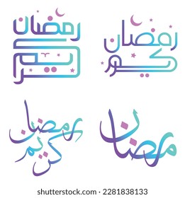 Vector Illustration of Gradient Ramadan Kareem Wishes with Arabic Calligraphy.