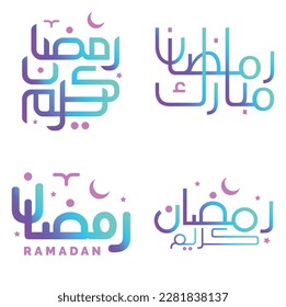 Vector Illustration of Gradient Ramadan Kareem Wishes with Arabic Typography.