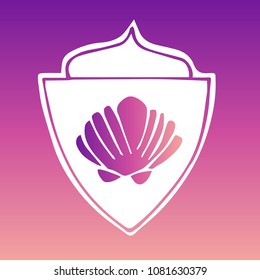 Vector Illustration of Gradient Shield Banner Shell for Logo, Shirt and Print. Flat Line Icon, Sign, Symbol, Graphic Design Outline Silhouette EPS10.