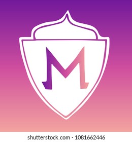 Vector Illustration of Gradient Violet and Pink Shield Banner Monero for Logo, Shirt and Print. Flat Line Icon, Sign, Symbol, Graphic Design Outline Silhouette EPS10.