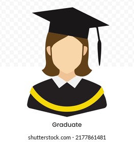 Vector illustration of Graduate Avatar in color on a transparent background (PNG). EPS Vector