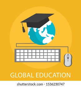 Vector Illustration Of Graduate & E-learning Concept With 