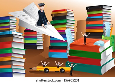 A vector illustration of graduated student for education concept