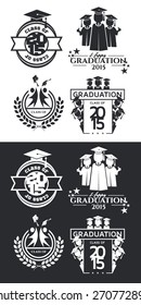 vector illustration of a graduating class in 2015 graphics elements for t-shirts, and the idea for the sign or badge 