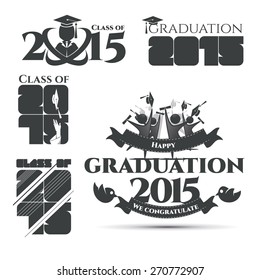 vector illustration of a graduating class in 2015 graphics elements for t-shirts, and the idea for the sign or badge 