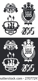 vector illustration of a graduating class in 2015 graphics elements for t-shirts, and the idea for the sign or badge 