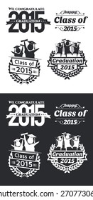 vector illustration of a graduating class in 2015 graphics elements for t-shirts, and the idea for the sign or badge 