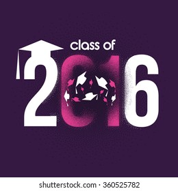 vector illustration of a graduating class in 2016 graphics elements for t-shirts, and the idea for the sign or badge