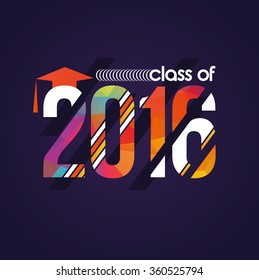 vector illustration of a graduating class in 2016 graphics elements for t-shirts, and the idea for the sign or badge