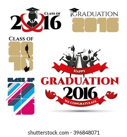 vector illustration of a graduating class in 2016 graphics elements for t-shirts, and the idea for the sign or badge