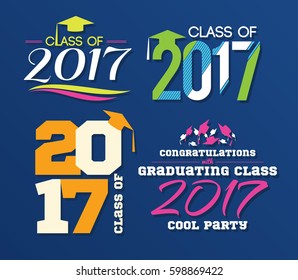 vector illustration of a graduating class in 2017 graphics elements for t-shirts, and the idea for the sign or badge