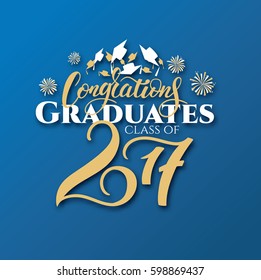 vector illustration of a graduating class in 2017 graphics elements for t-shirts, and the idea for the sign or badge