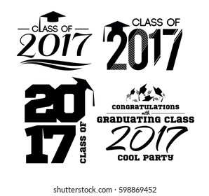 vector illustration of a graduating class in 2017 graphics elements for t-shirts, and the idea for the sign or badge