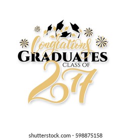 vector illustration of a graduating class in 2017 graphics elements for t-shirts, and the idea for the sign or badge