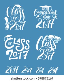 vector illustration of a graduating class in 2017 graphics elements for t-shirts, and the idea for the sign or badge