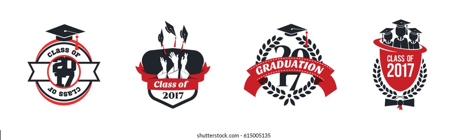 vector illustration of a graduating class in 2017 graphics elements for t-shirts, and the idea for the sign or badge