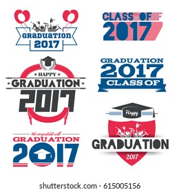 vector illustration of a graduating class in 2017 graphics elements for t-shirts, and the idea for the sign or badge