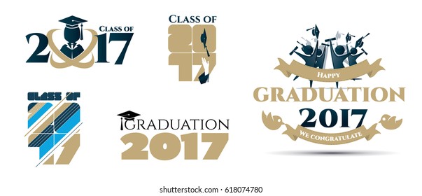 Vektorgrafik einer Graduiertenklasse in 2017 Grafikelementen für T-Shirts und die Idee für das Zeichen oder Abzeichen