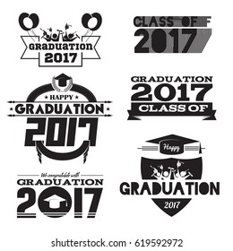 vector illustration of a graduating class in 2017 graphics elements for t-shirts, and the idea for the sign or badge