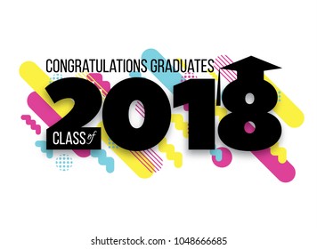 vector illustration of a graduating class in 2018 graphics elements for t-shirts, and the idea for the sign or badge vector