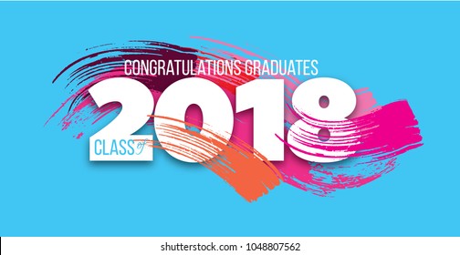 vector illustration of a graduating class of 2018. graphics elements for t-shirts, and the idea for the sign or badge