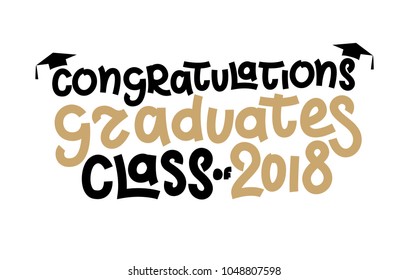 vector illustration of a graduating class of 2018. graphics elements for t-shirts, and the idea for the sign or badge