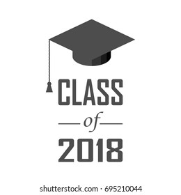 vector illustration of a graduating class in 2018 graphics gold elements for t-shirts, and the idea for the sign or badge