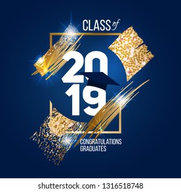 vector illustration of a graduating class of 2019. graphics elements for t-shirts, and the idea for the sign or badge