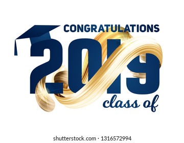vector illustration of a graduating class of 2019. graphics elements for t-shirts, and the idea for the sign or badge