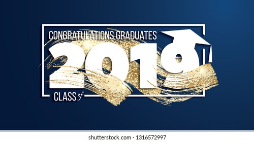 vector illustration of a graduating class of 2019. graphics elements for t-shirts, and the idea for the sign or badge