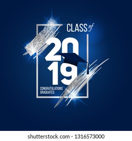 vector illustration of a graduating class of 2019. graphics elements for t-shirts, and the idea for the sign or badge