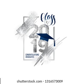 vector illustration of a graduating class of 2019. graphics elements for t-shirts, and the idea for the sign or badge