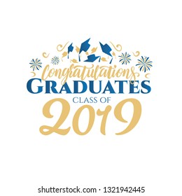 vector illustration of a graduating class of 2019. graphics elements for t-shirts, and the idea for the sign or badge 