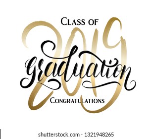 vector illustration of a graduating class of 2019. graphics elements for t-shirts, and the idea for the sign or badge