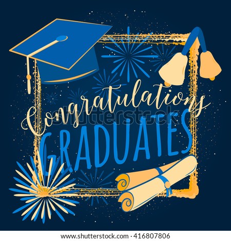 vector illustration graduation background congratulations graduates invitation for graduation