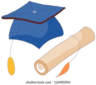 Ilustración vectorial del título y diploma de graduación