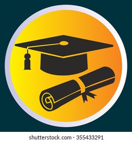 Vector Illustration - graduation cap and diploma icon