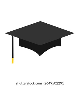 Vector illustration of a graduation
cap flying in the air, symbolizing
achievement after completing education,
flat art design style.