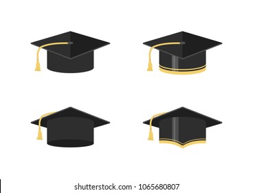 Vector illustration. Graduation cap or hat vector illustration in the flat style.